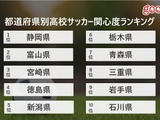 高校サッカー関心度ランキング、1位は静岡県…世代別1位は25歳～34歳 画像
